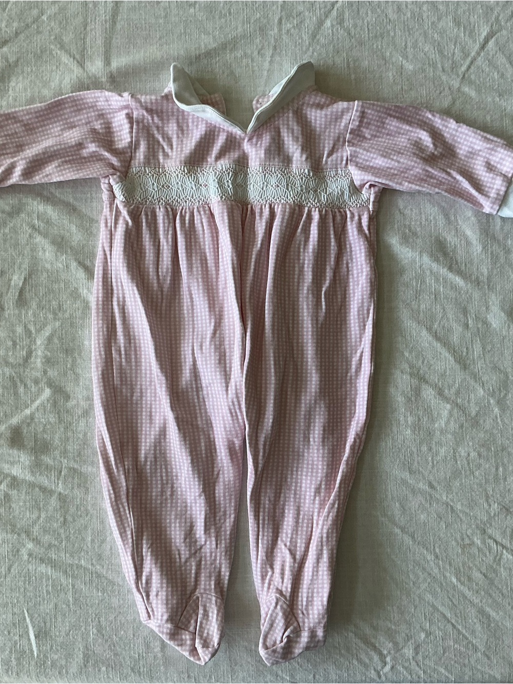 Mellipina Pink Gingham Smocked Baby Footie